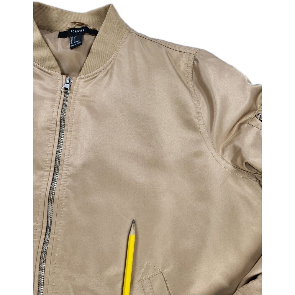 Forever 21 Men's Satin Finish Bomber Jacket - Beige / Tan (Size L - Picture 14 of 14